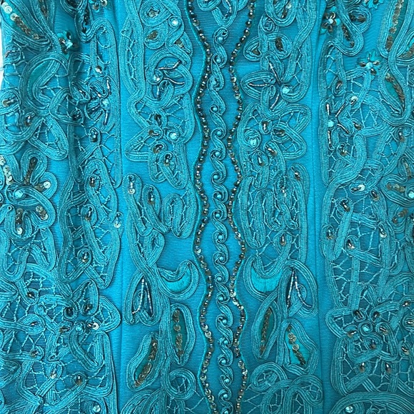 Sue Wong sequin sparkle, teal midi cocktail dress, new with tags, size 4 - Picture 4 of 7